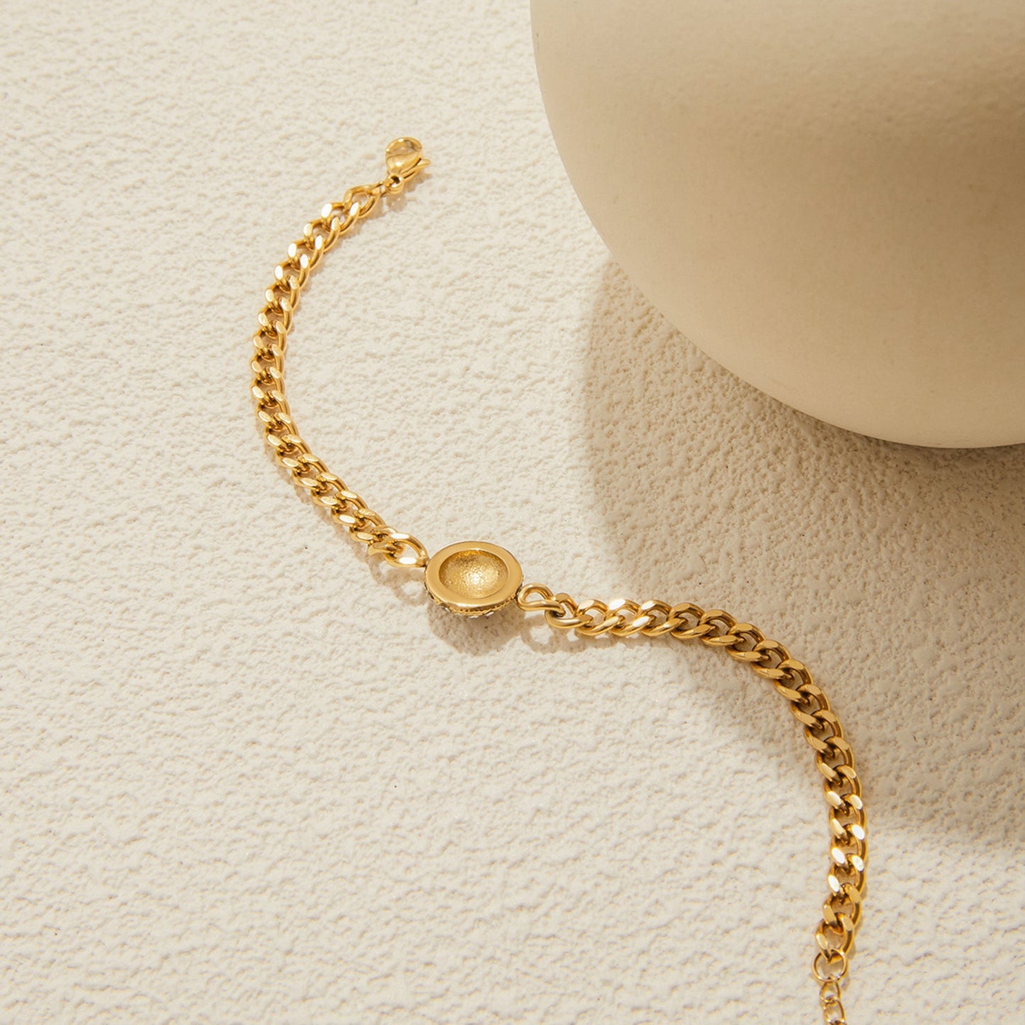 Crystal Ball Chain Bracelet – 18K Gold Plated Stainless Steel