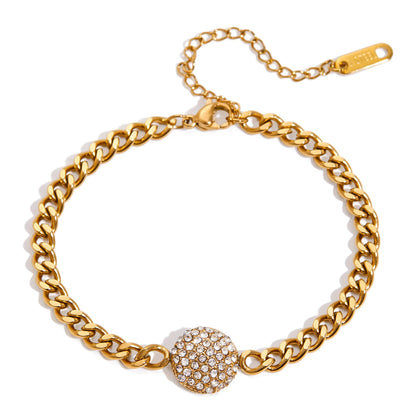 Crystal Ball Chain Bracelet – 18K Gold Plated Stainless Steel
