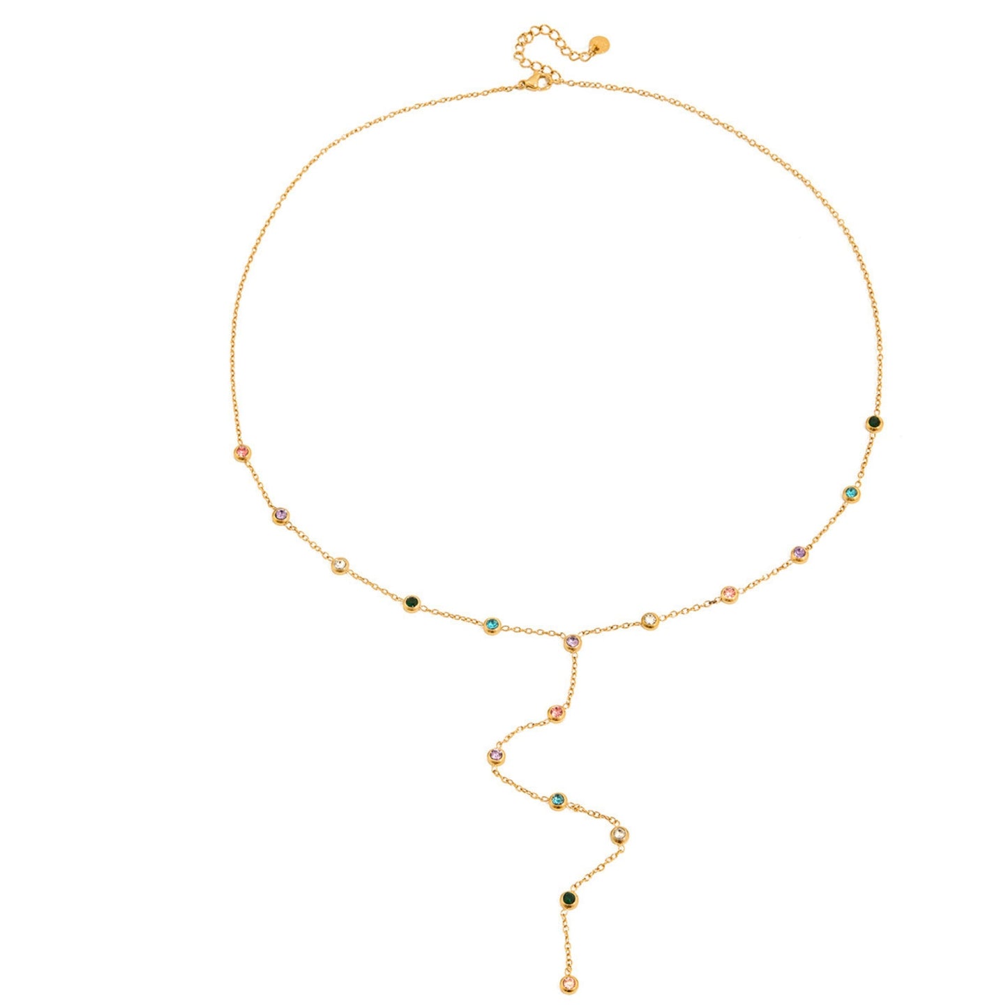 Crystal Drops Y-Necklace – 18K Gold Stainless Steel