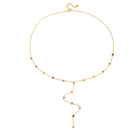 Crystal Drops Y-Necklace – 18K Gold Stainless Steel