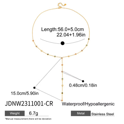 Crystal Drops Y-Necklace – 18K Gold Stainless Steel