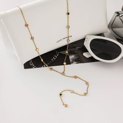 Crystal Drops Y-Necklace – 18K Gold Stainless Steel