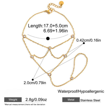 Crystal Layered 18K Gold Plated Hand Bracelet