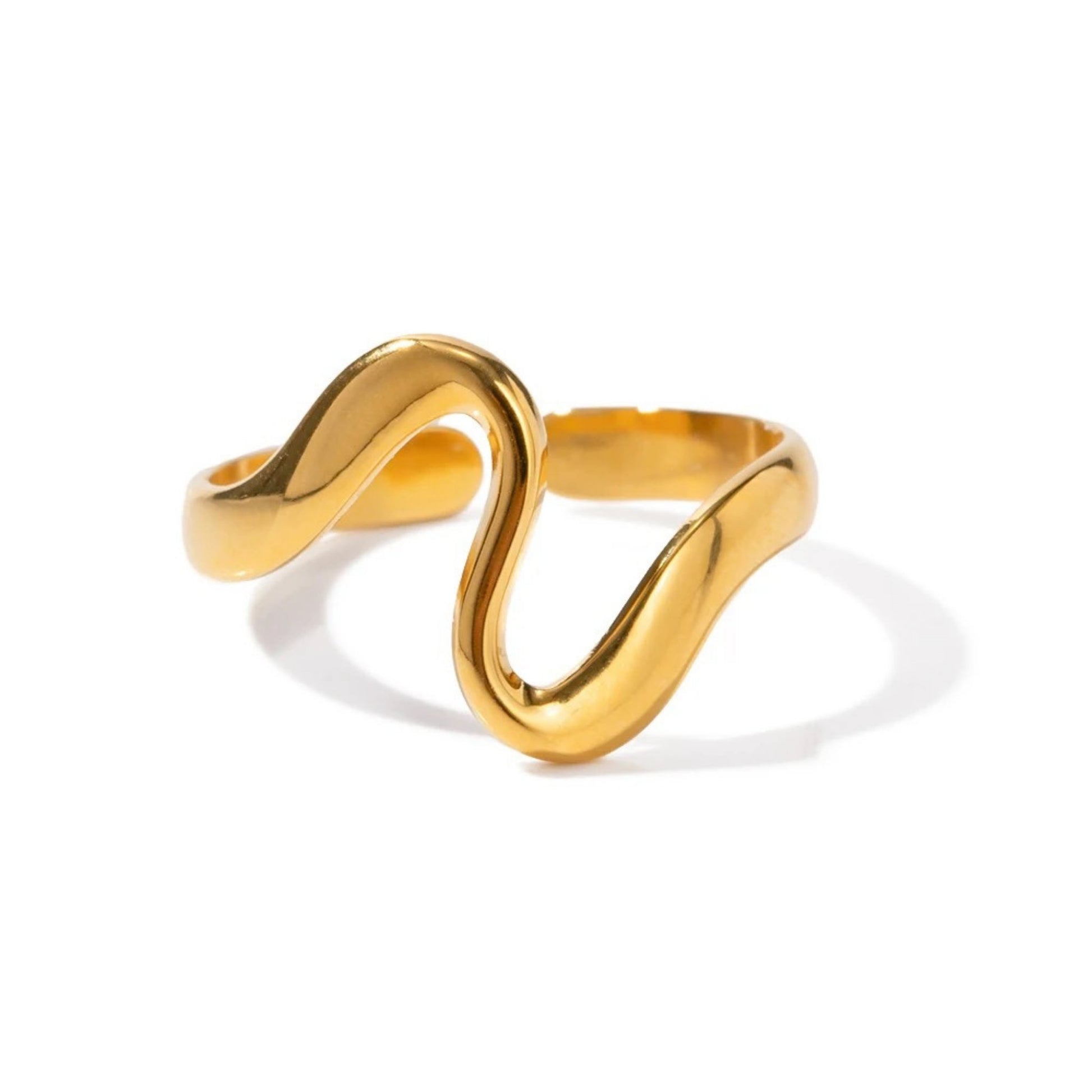 Curved Arc Stacking Ring with a minimalist curved design and 18K gold plating.