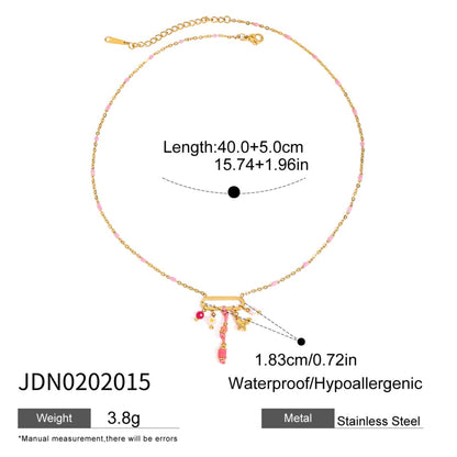 Dainty Pink Charm 18K Gold Plated Necklace