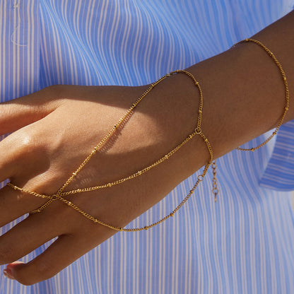 Double Layer 18K Gold Plated Chain Hand Bracelet