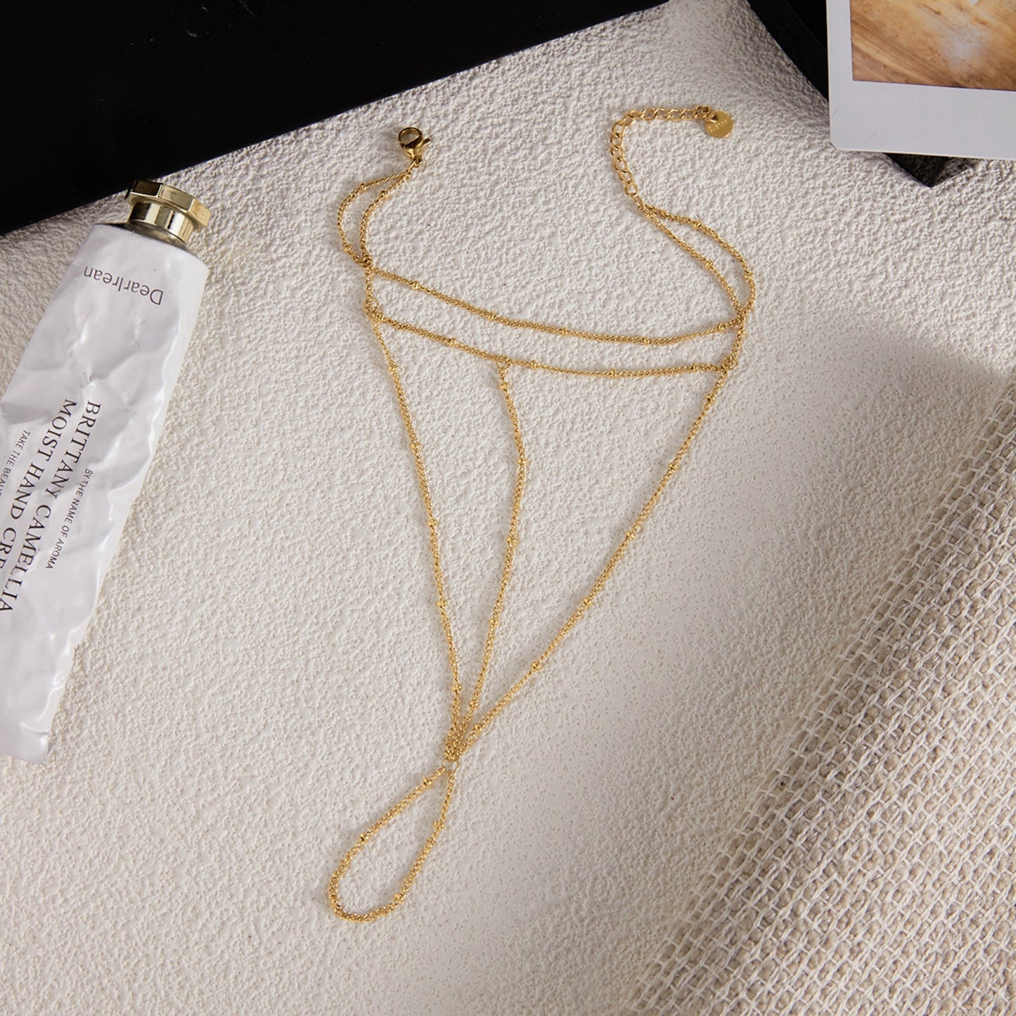 Double Layer 18K Gold Plated Chain Hand Bracelet