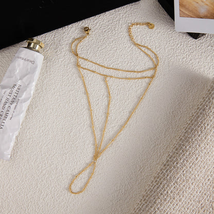 Double Layer 18K Gold Plated Chain Hand Bracelet