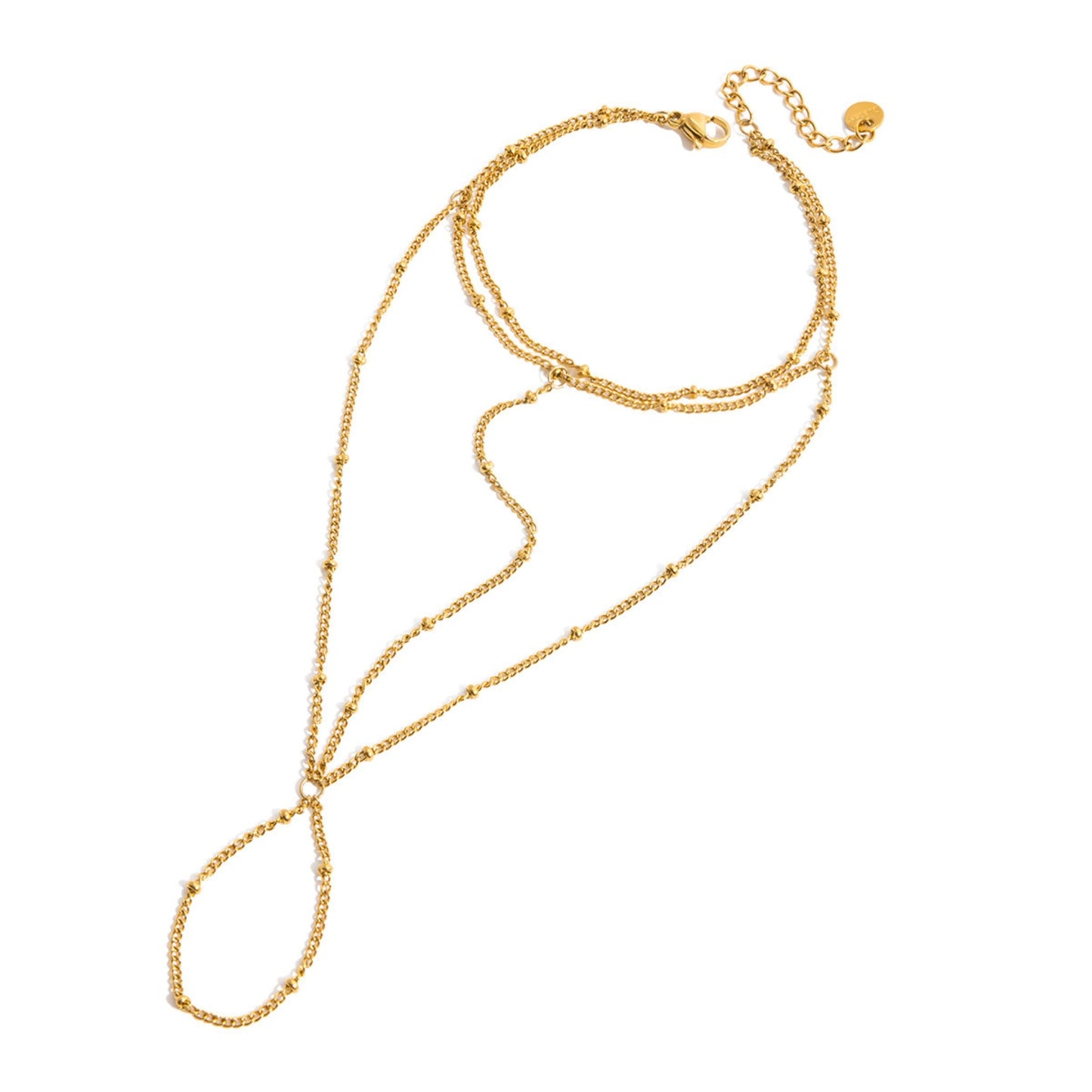 Double Layer 18K Gold Plated Chain Hand Bracelet