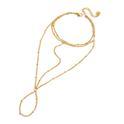 Double Layer 18K Gold Plated Chain Hand Bracelet
