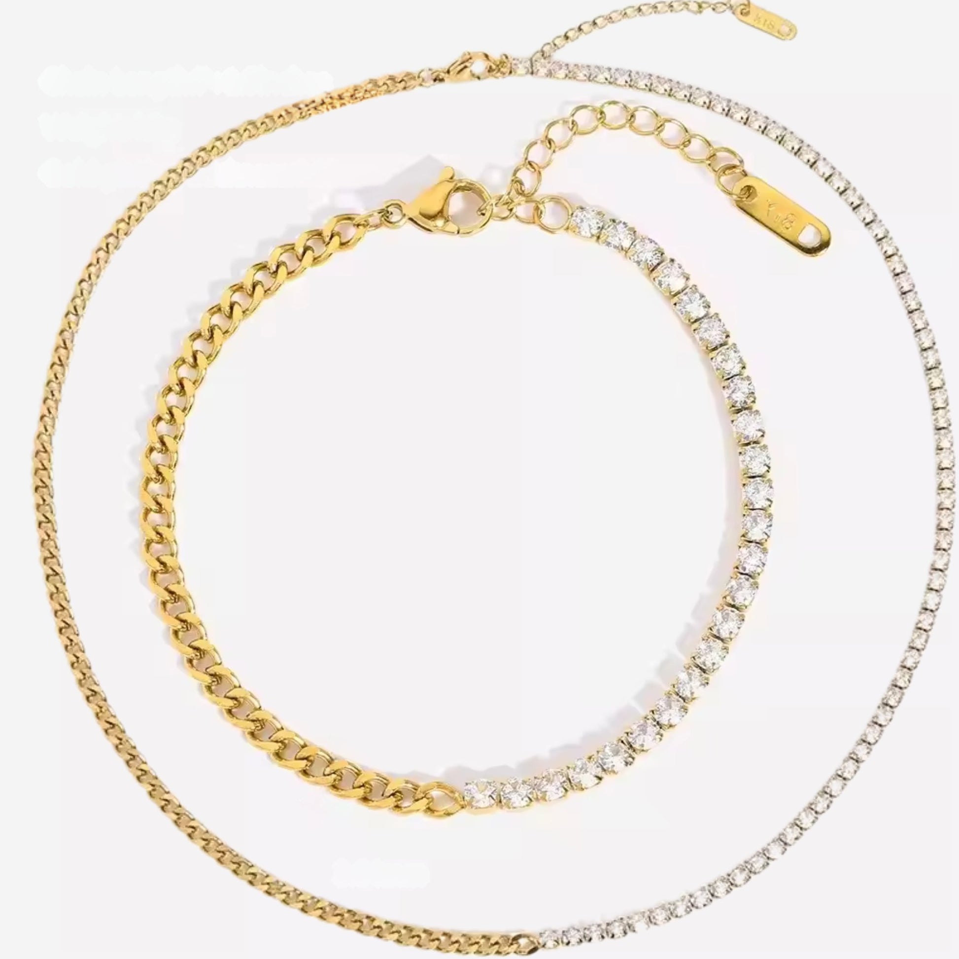 Dual Elegance Cuban Chain and Tennis Chain Set