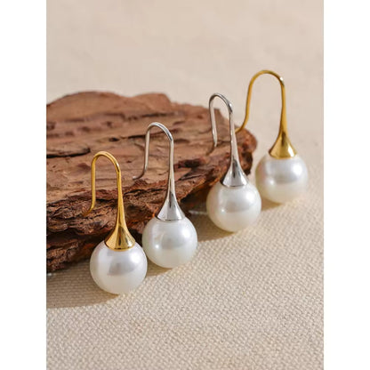 Gold and Silver Elegance Pearl Drop Earrings Displayed together, perfect for gifts.