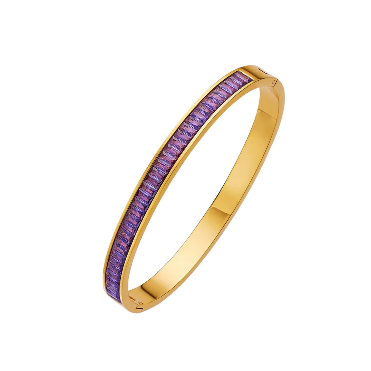 Purple Elegant 18K Gold Plated CZ Bangle Bracelets