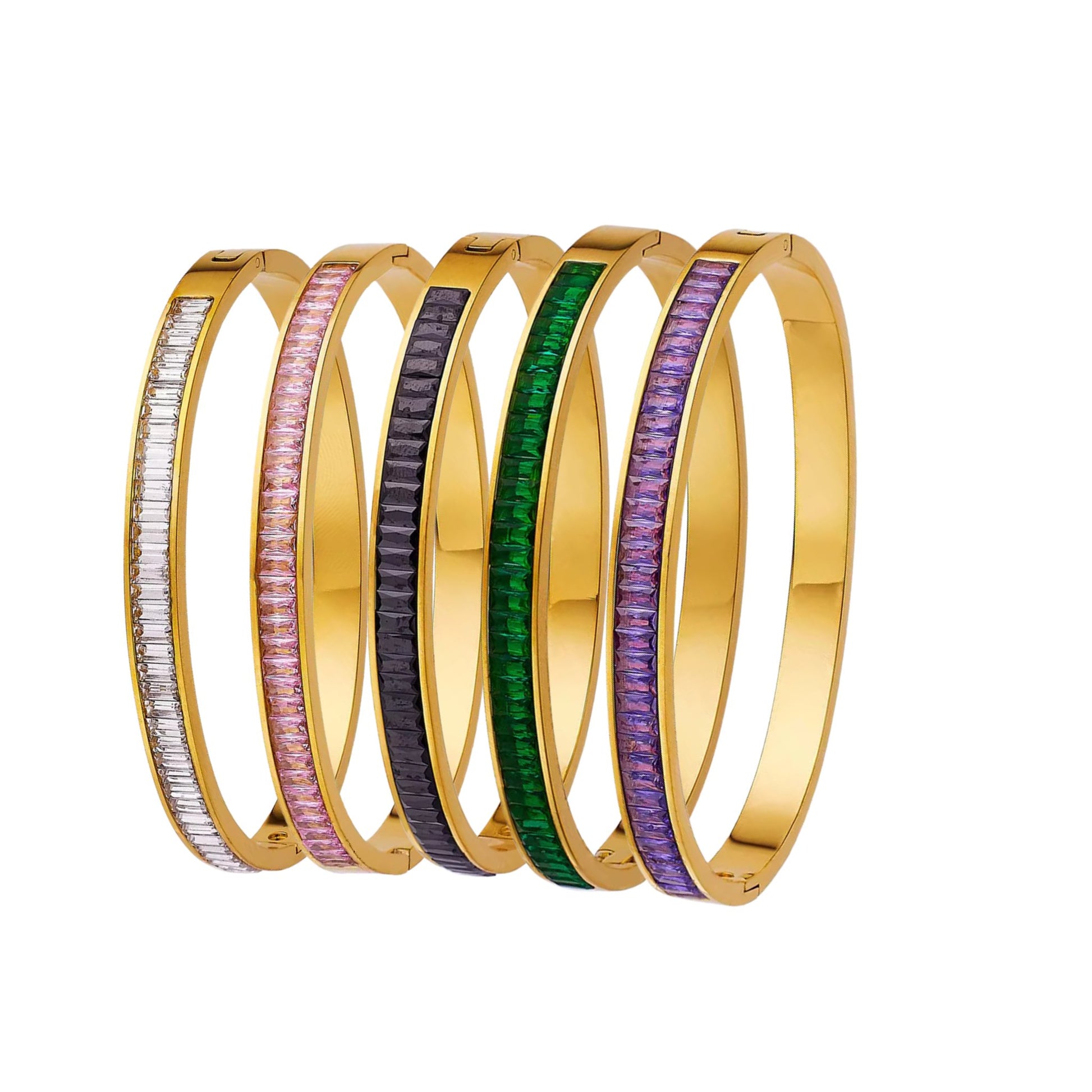 Elegant 18K Gold Plated CZ Bangle Bracelets