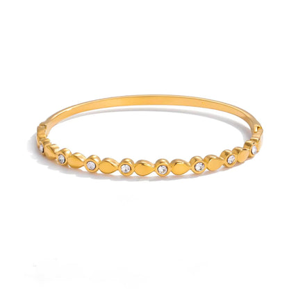 Elegant Gold Crystal Bangle & Pearl Ring Set – 18K Gold Stainless Steel
