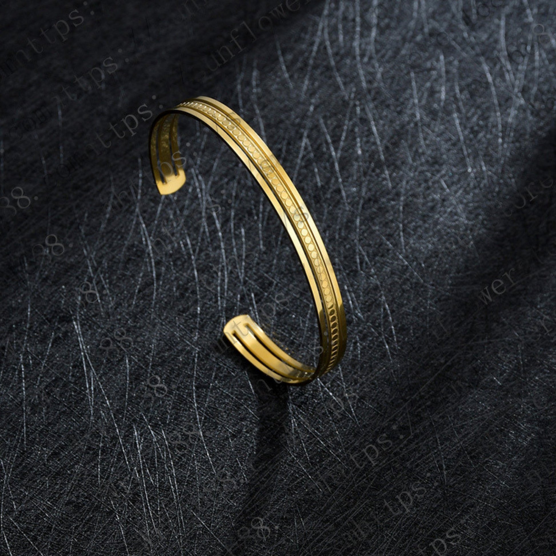 18K Gold Plated Simplistic Open Cuff Bracelet displayed on a white background, showcasing its sleek and minimalist design.