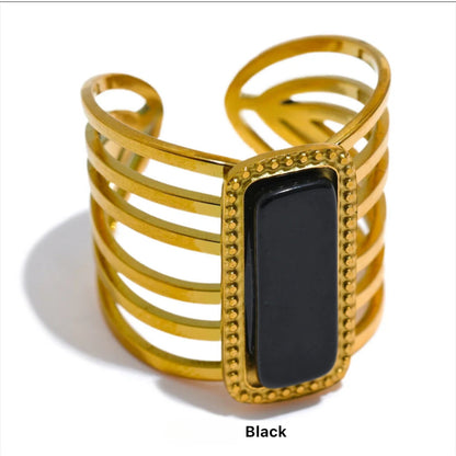 Elegant Multicolor Stone Hollow Open Ring