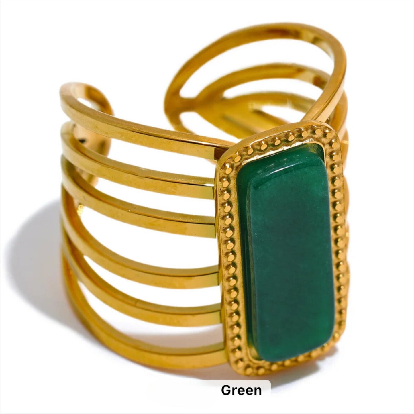 Elegant Multicolor Stone Hollow Open Ring