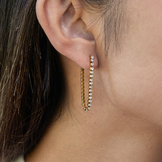 Elegant Slim Crystal Drop Gold Plated Earrings