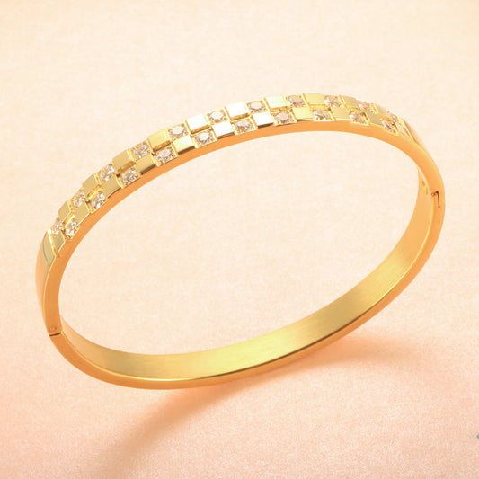 Elegant Sparkling Stainless Steel Cuff Bracelet