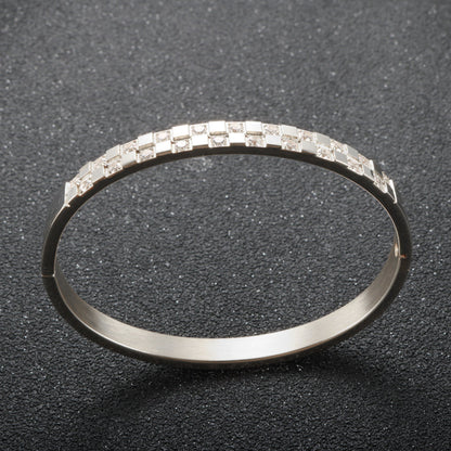 Elegant Sparkling Stainless Steel Cuff Bracelet