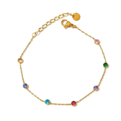 Gemstone Elegance 18K Gold Plated Anklet