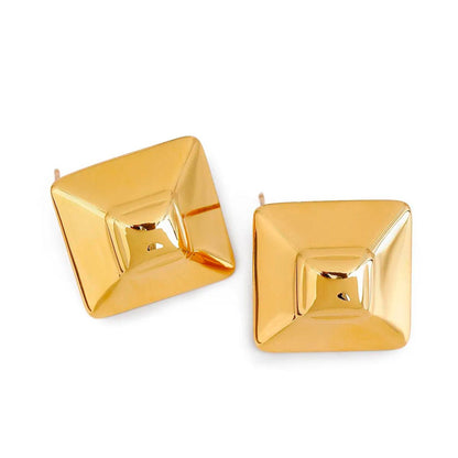 Geometric Pyramid Stainless Steel Stud 18K Gold Plated Earrings