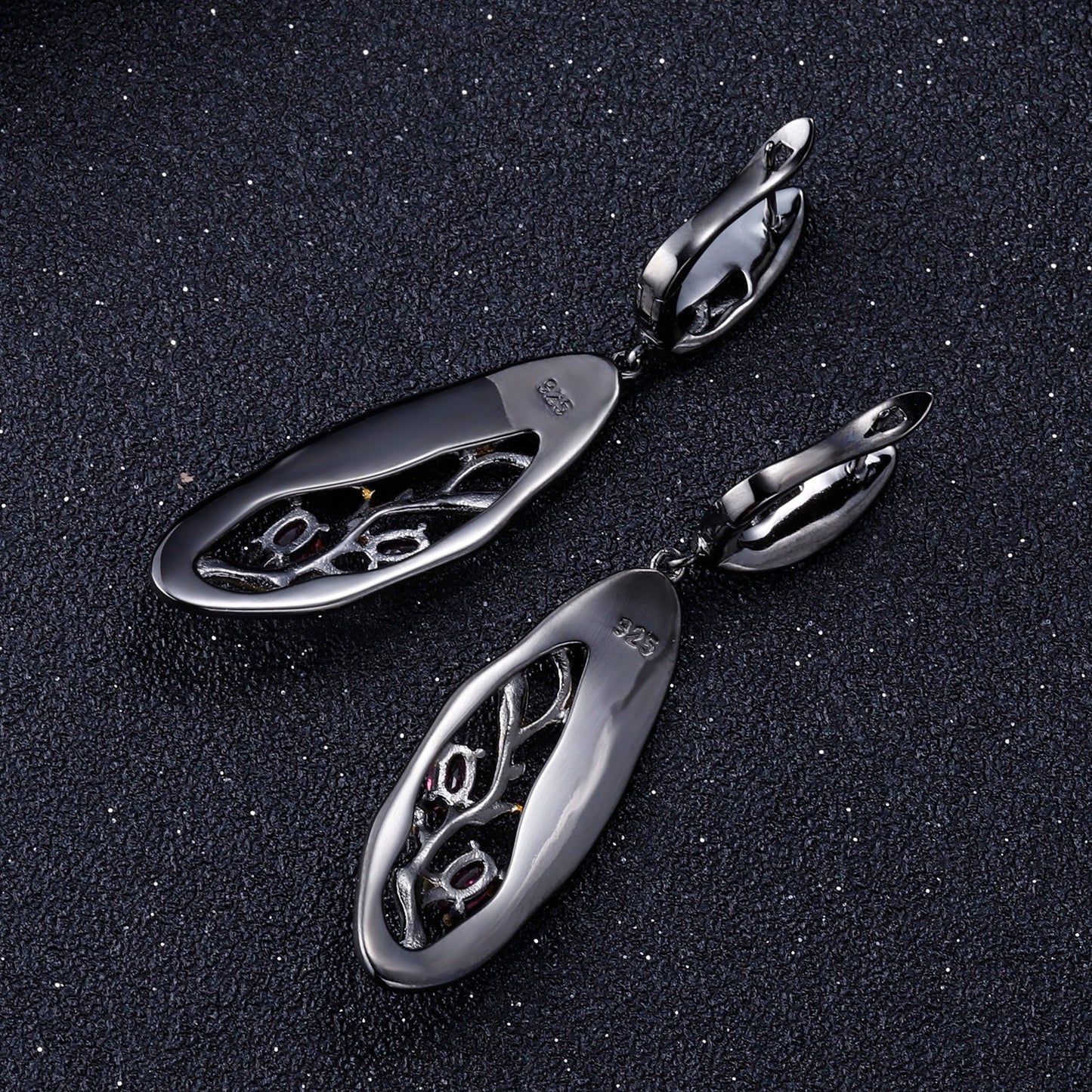 Glamorous Rhodolite Garnet Branch Earrings