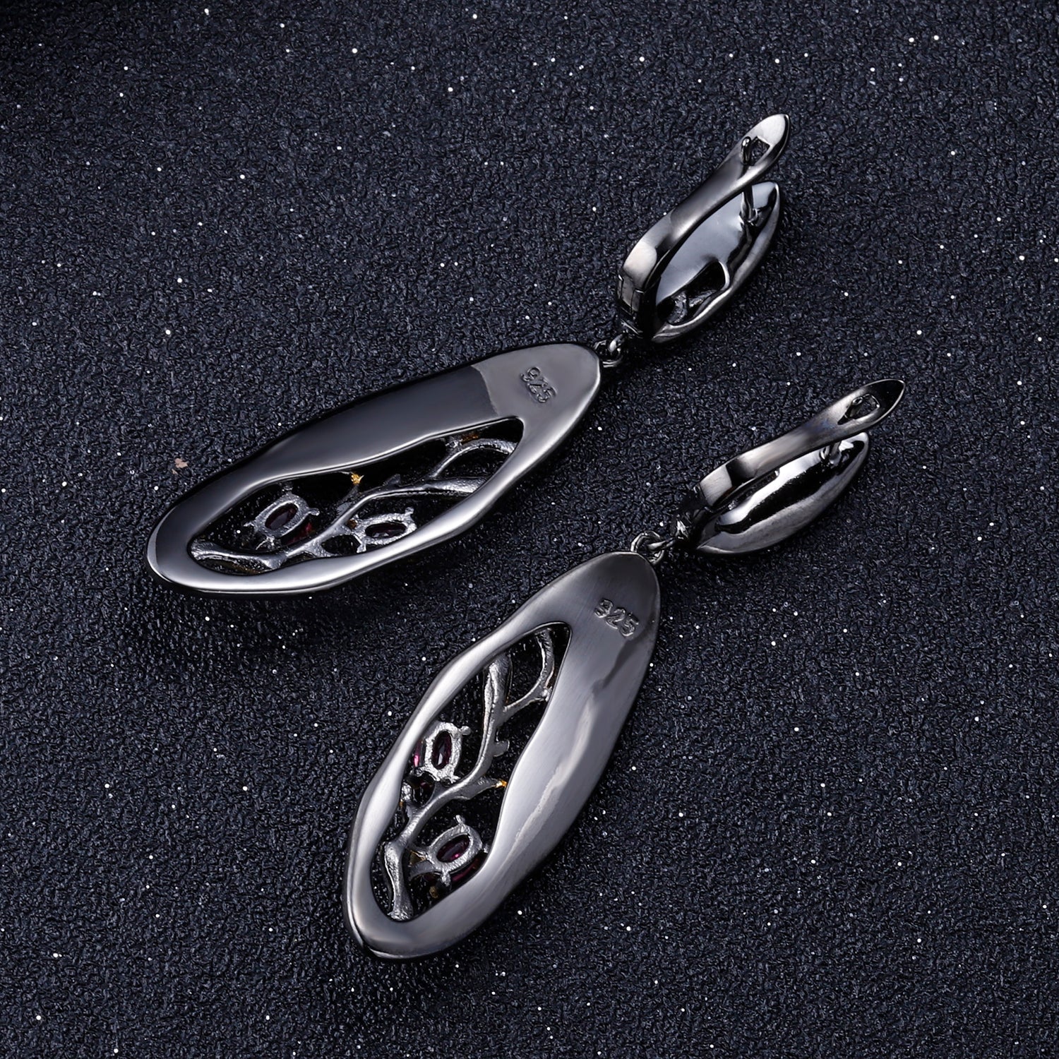 Glamorous Rhodolite Garnet Branch Earrings