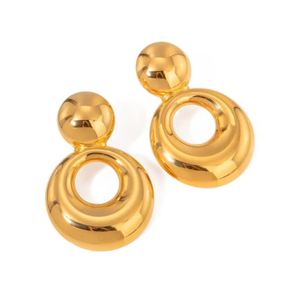 Glossy Round Drop Statement Earrings