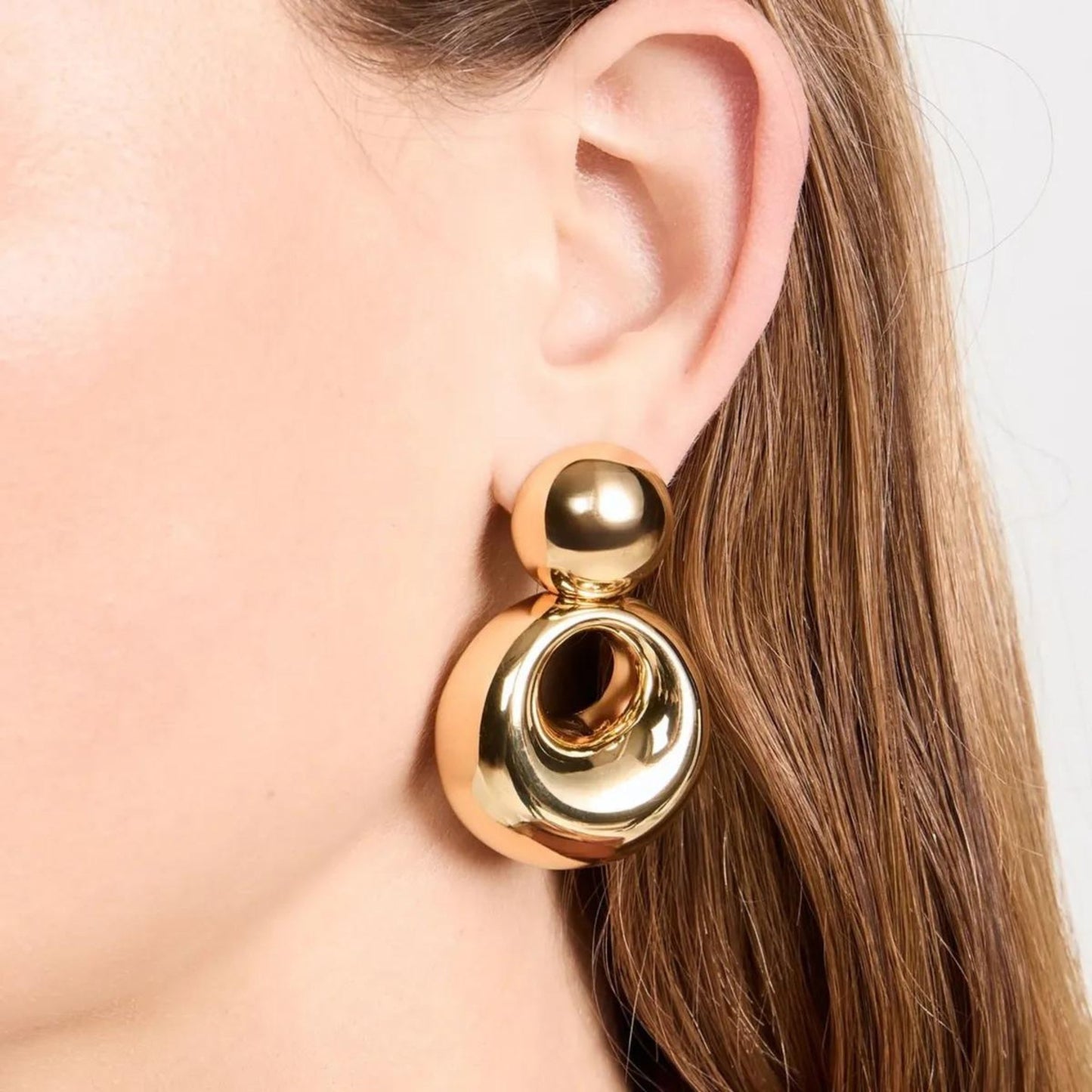 Glossy Round Drop Statement Earrings