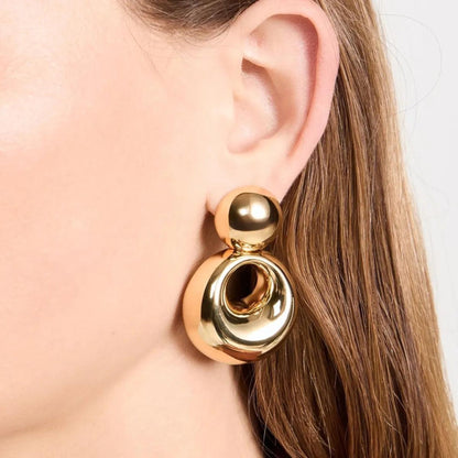 Glossy Round Drop Statement Earrings