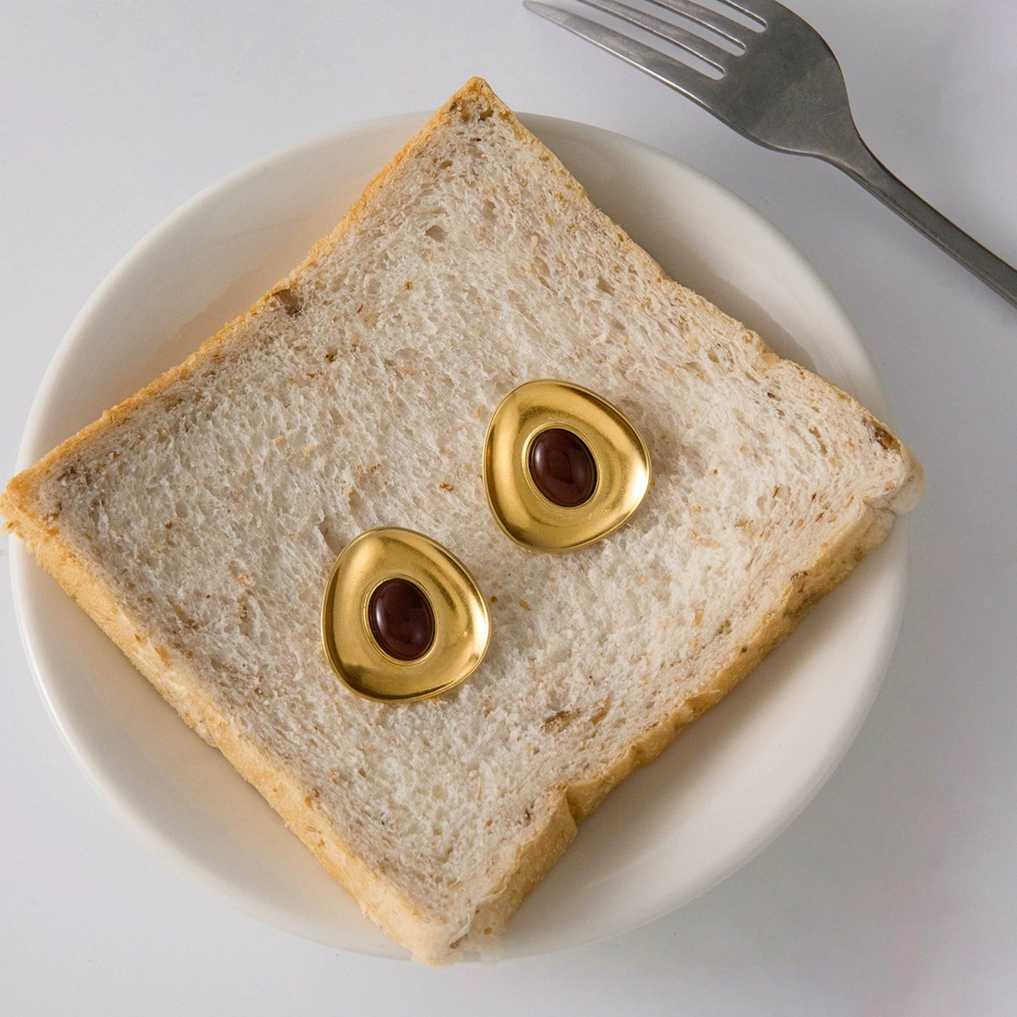 Gold Oval Statement Stud Earrings – 18K Gold Plated