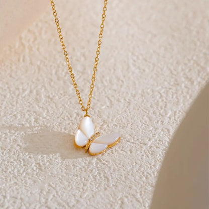 Close-Up of Butterfly Necklace with Zircon Detailing