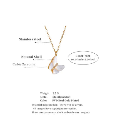 Butterfly Pendant Necklace Specifications and Dimensions