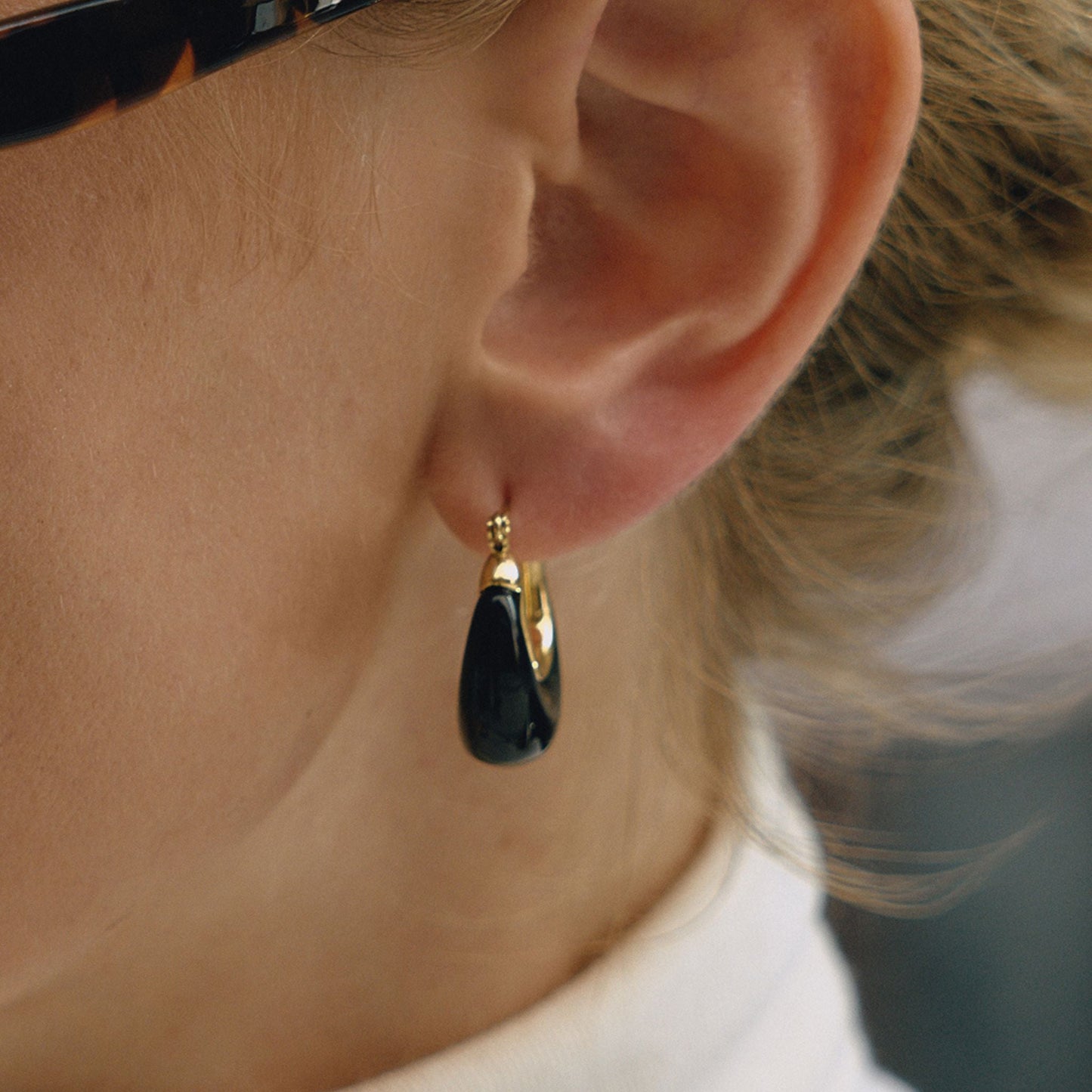 Gold Plated Resin Drop Hoop Earrings