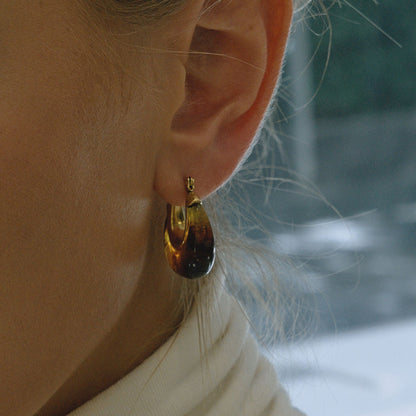 Gold Plated Resin Drop Hoop Earrings