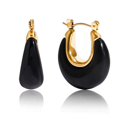 Gold Plated Resin Drop Hoop Earrings