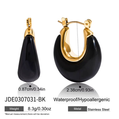 Gold Plated Resin Drop Hoop Earrings