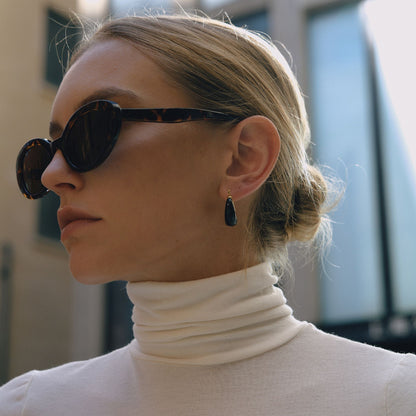 Gold Plated Resin Drop Hoop Earrings