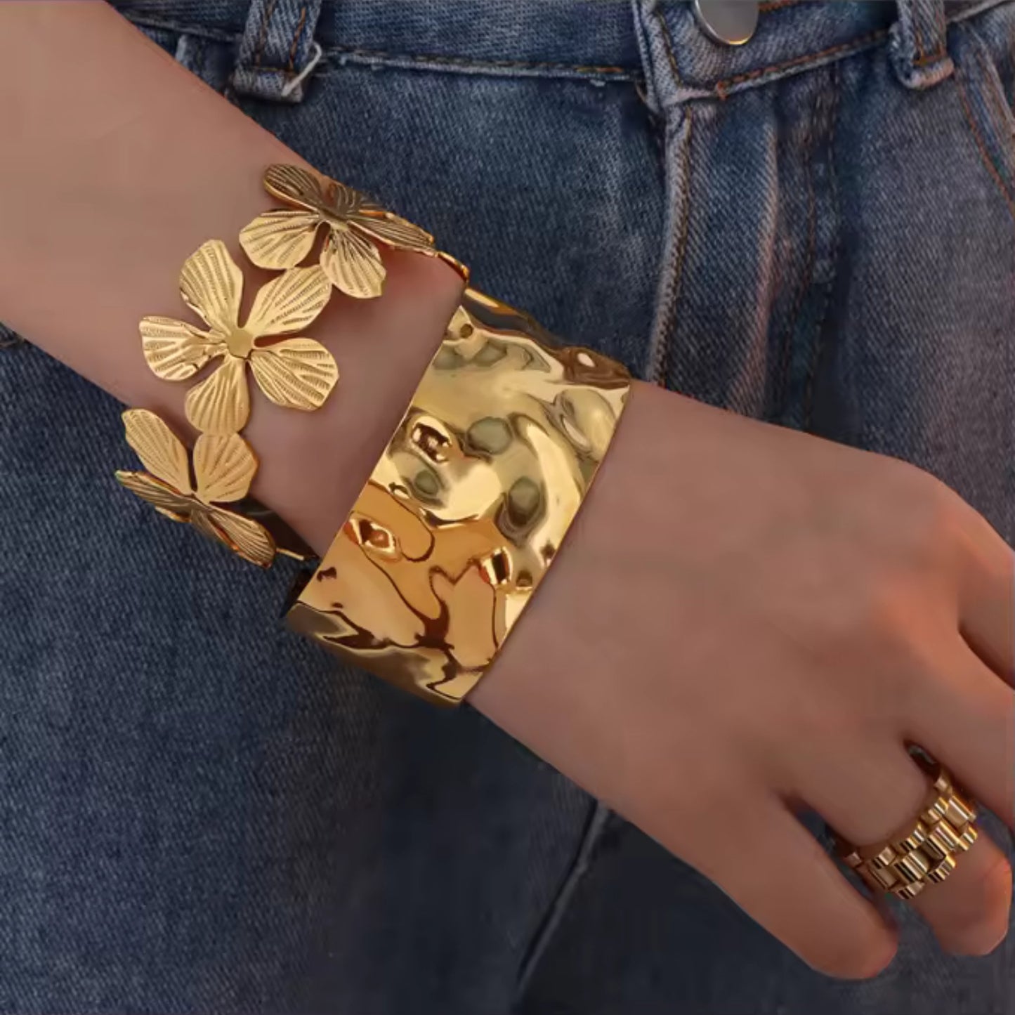 Gold Plated Stainless Steel Cuff Bracelet