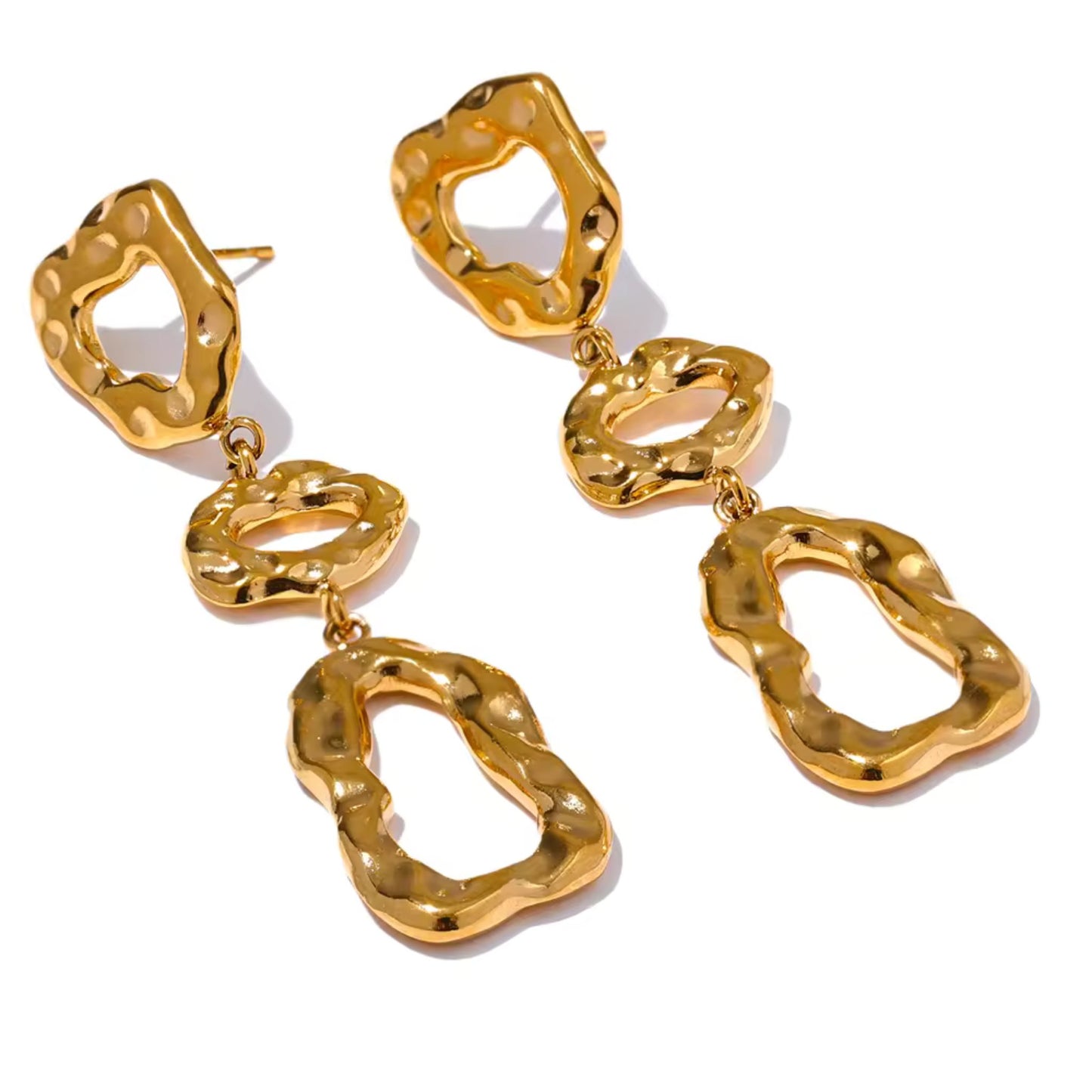 Golden Abstract Drop 18K Gold Plated Earrings