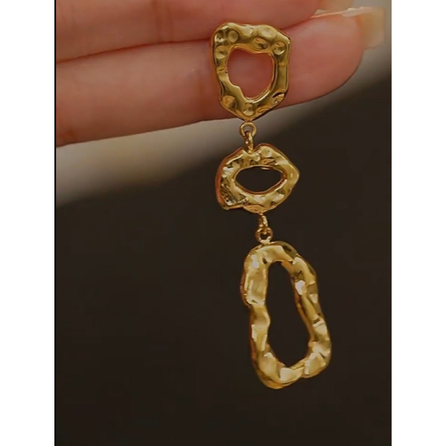 Golden Abstract Drop 18K Gold Plated Earrings