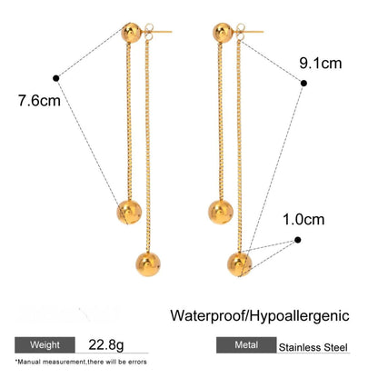 Golden Ball Drop Chain Earrings