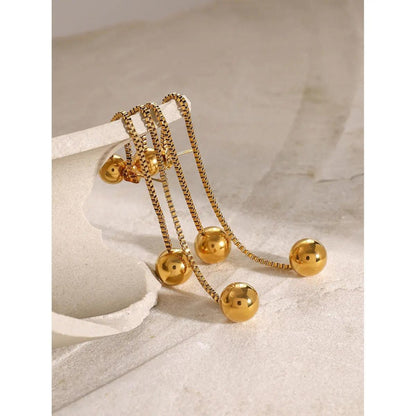 Golden Ball Drop Chain Earrings