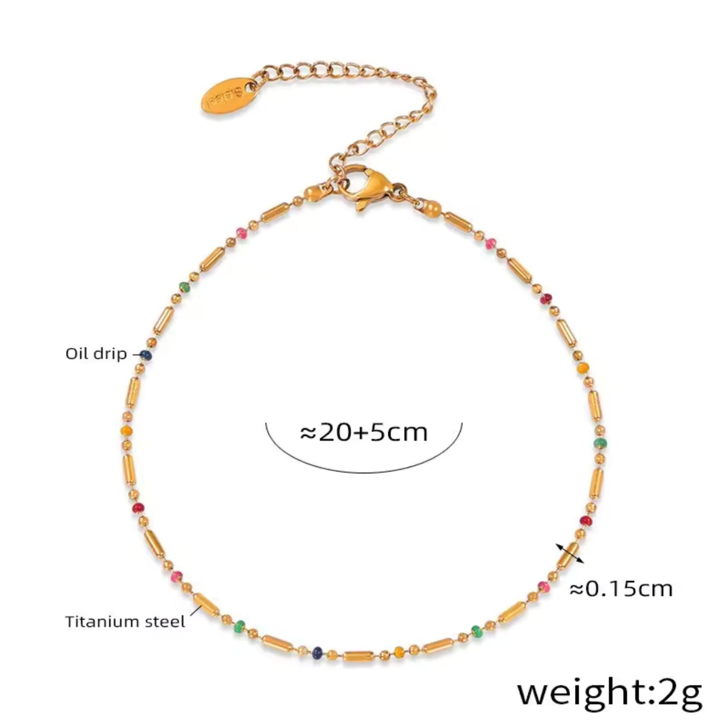 Golden Beaded Elegance 18K Gold Plated Set - Necklace, Bracelet, and Anklet