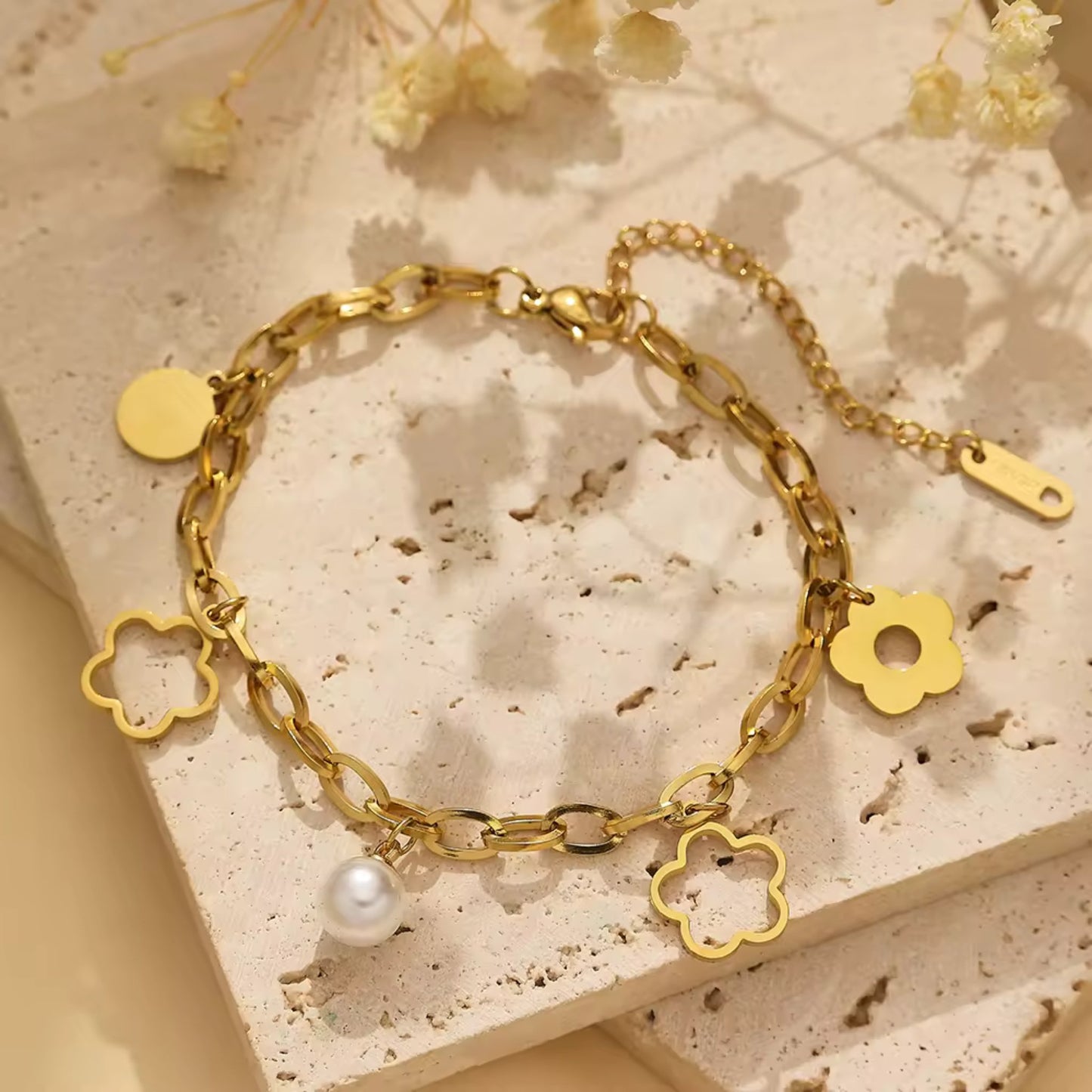 Golden Bloom Charm Bracelet