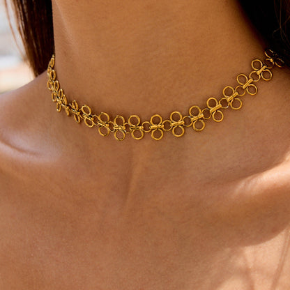 Golden Bloom Choker 18K Gold Plated Necklace