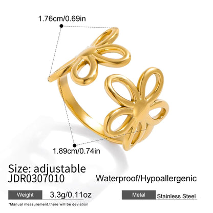 Golden Bloom Rings – 18K Gold Stainless Steel (3 Designs)