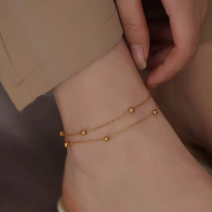خلخال ذهبي أنيق بسلسلة مزدوجة
